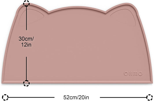 OHMO - Cat Food Mat, Silicone Pet Feeding Mat for Floor Non-Skid Waterproof Dog Water Bowl Tray, Easy to Clean Pet Placemat(Rose, 20 * 12")