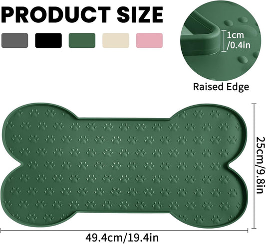 Dog Food Mat Anti-Slip Silicone Dog Bowl Mat Thicker Pet Placemat Waterproof Cat Feeder Pad with Raised Edge Puppy Kitten Feeding Mats Suitable Small Medium-Sized Dogs Cats Eating Tray