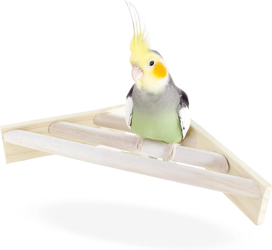 Bird Perch Corner Stand for Bird Cage Corner Platform Wood Bird Perches Corner Shelf Rest for Birds Parrots Cockatiels and Other Animal Pet Cages (Wood, Ladder)