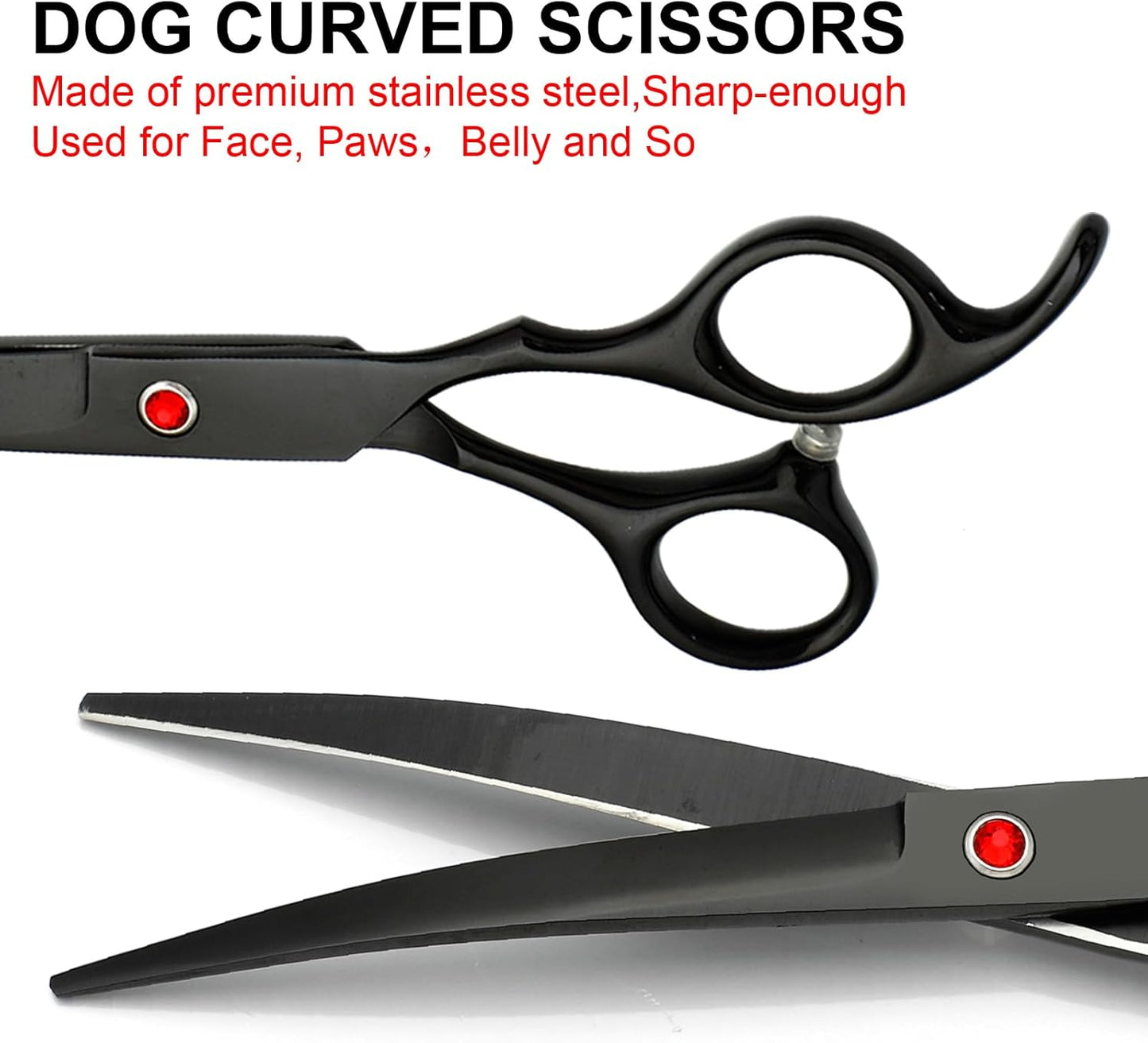 Professional Dog Grooming Scissors Set Stainless Steel Dog Grooming Kit - Thinning, Curved Scissors and Comb for Cat Pet (Black 5 in1)