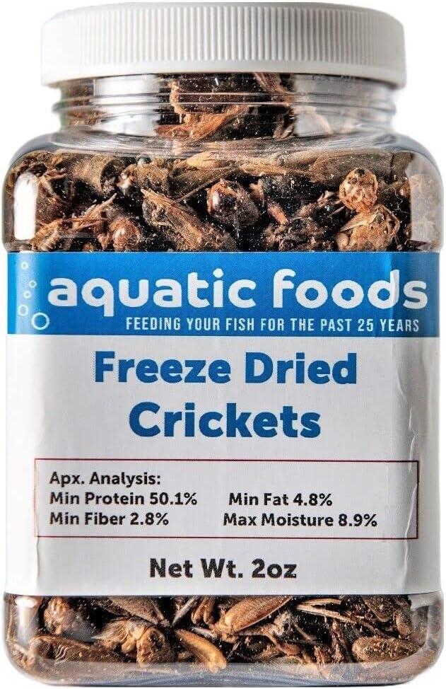 Aquatic Foods Inc. Crickets - Freeze Dried Crickets for Tropical Fish, Reptiles, Turtles, Tortoises Frogs, Hamsters, Birds, Rodents…2oz Small Jar