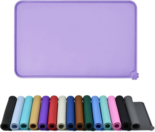 Waterproof Pet Feeding Mat with High Raised Edges, Heavier and Thicker Placemats for Cat Dog Water Bowl with BPA Free, Dogs Cats Food Mats for Messy Drinkers to Prevent Spill and Protect Floors