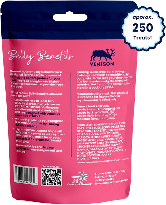 Onward Hound Training Treats for Dogs - Soft Venison - Low Calorie Dog Training Treats for Sensitive Stomachs with Single Source Premium Protein, Corn Free, & Soy Free Formula - 10 oz