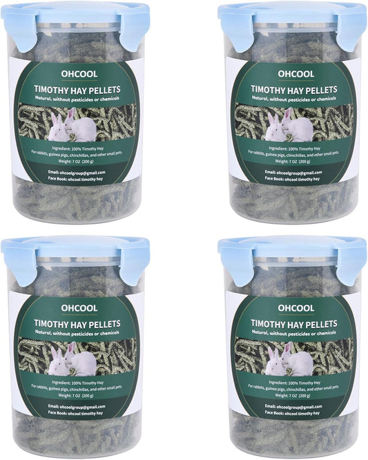 Timothy Hay Pellets 28oz (4 * 7 oz) - 100% Timothy Premium Nutrition Pellet for Tortoise, Rabbits 28 oz