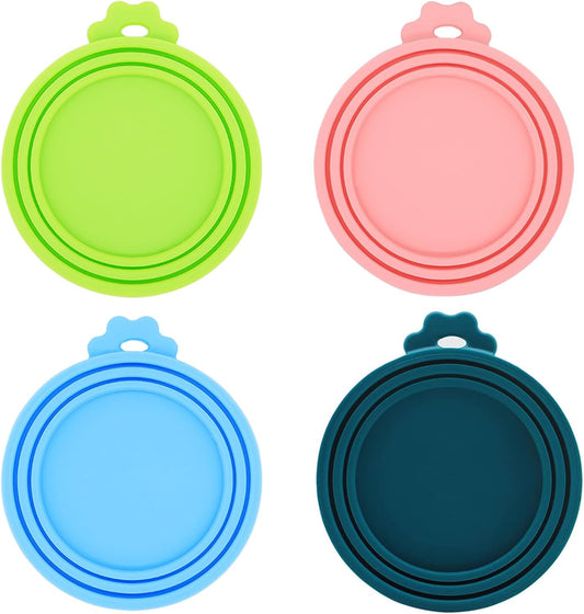 Can Lids | 4 Pack | Universal BPA Free Silicone Pet Food Can Covers | Fit Most Dog Cat Food Canned (Mix Color 4)