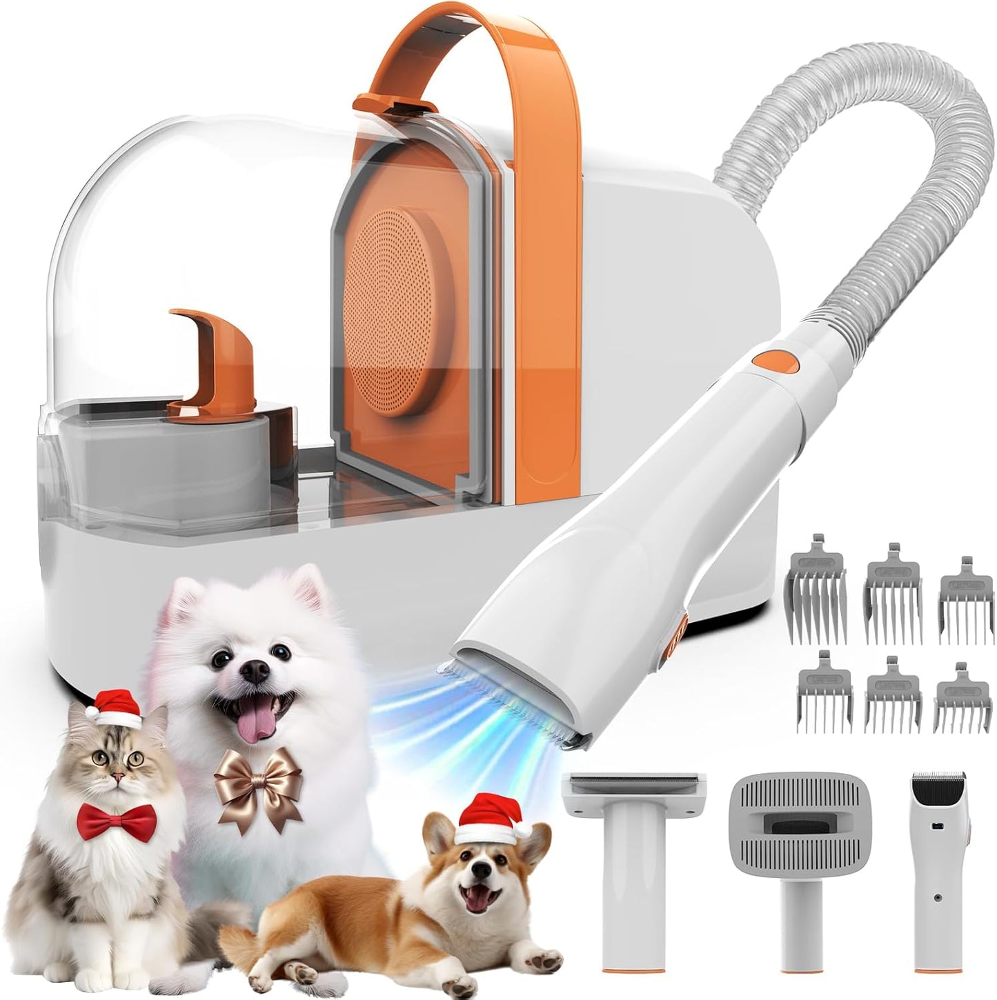 Dog Grooming Vacuum, Dog Grooming Kit with Pet Clippers, 12,000Pa Pet Hair Grooming Vacuum for Dogs, Vacuum Brush for Shedding Grooming, Low Noise Home Cleaning Tool in 1, PG10