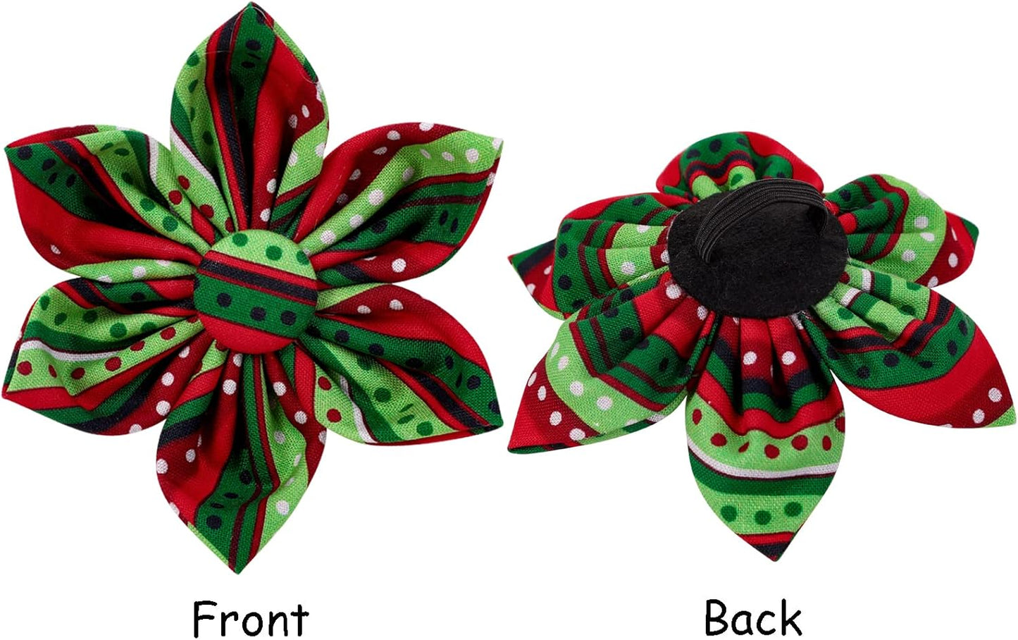 Lionet Paws Christmas Dog Collar with Flower, Dog Flower Collar with Metal Buckle for Dogs, Adjustable Comfortable Dog Collar Girl Gift, L, Neck 16-24 in