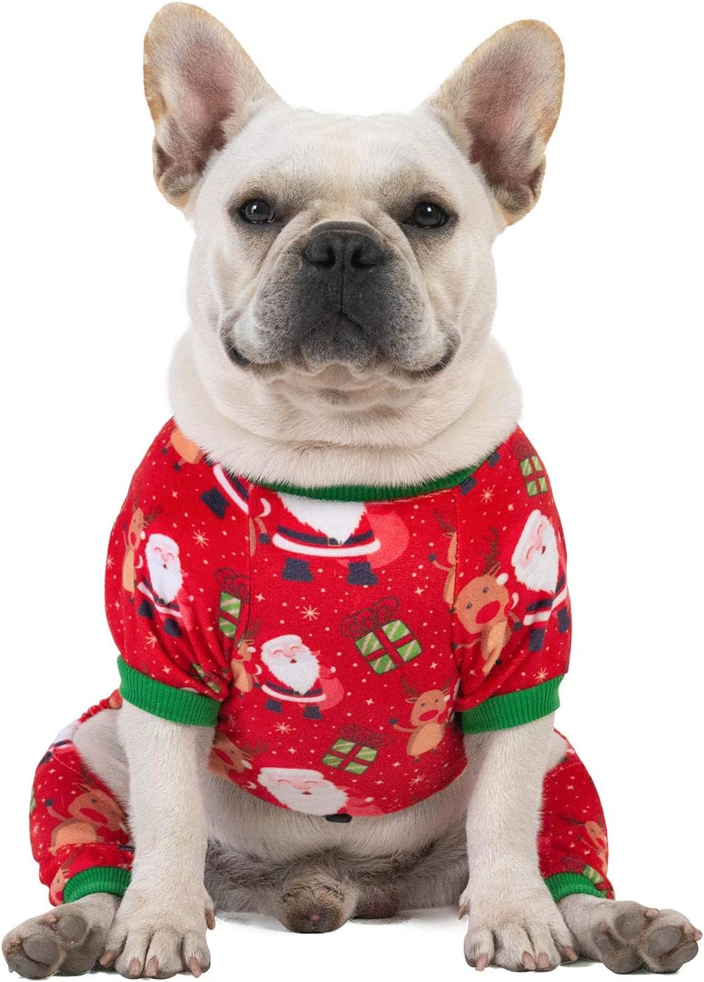 CuteBone Small Dogs Christmas Outfit Soft Puppy Onesies Pjs Dog Pajamas Pet Coat Cat Apparel Comfy Doggie Jumpsuit Bodysuit for All Seasons P135L