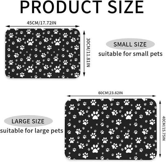Kawaii Paws Dog Food Mat Absorbent Bowl Mats No Stains Quick Dry Waterproof Pet Cat Placemats for Food and Water, 30x45cm