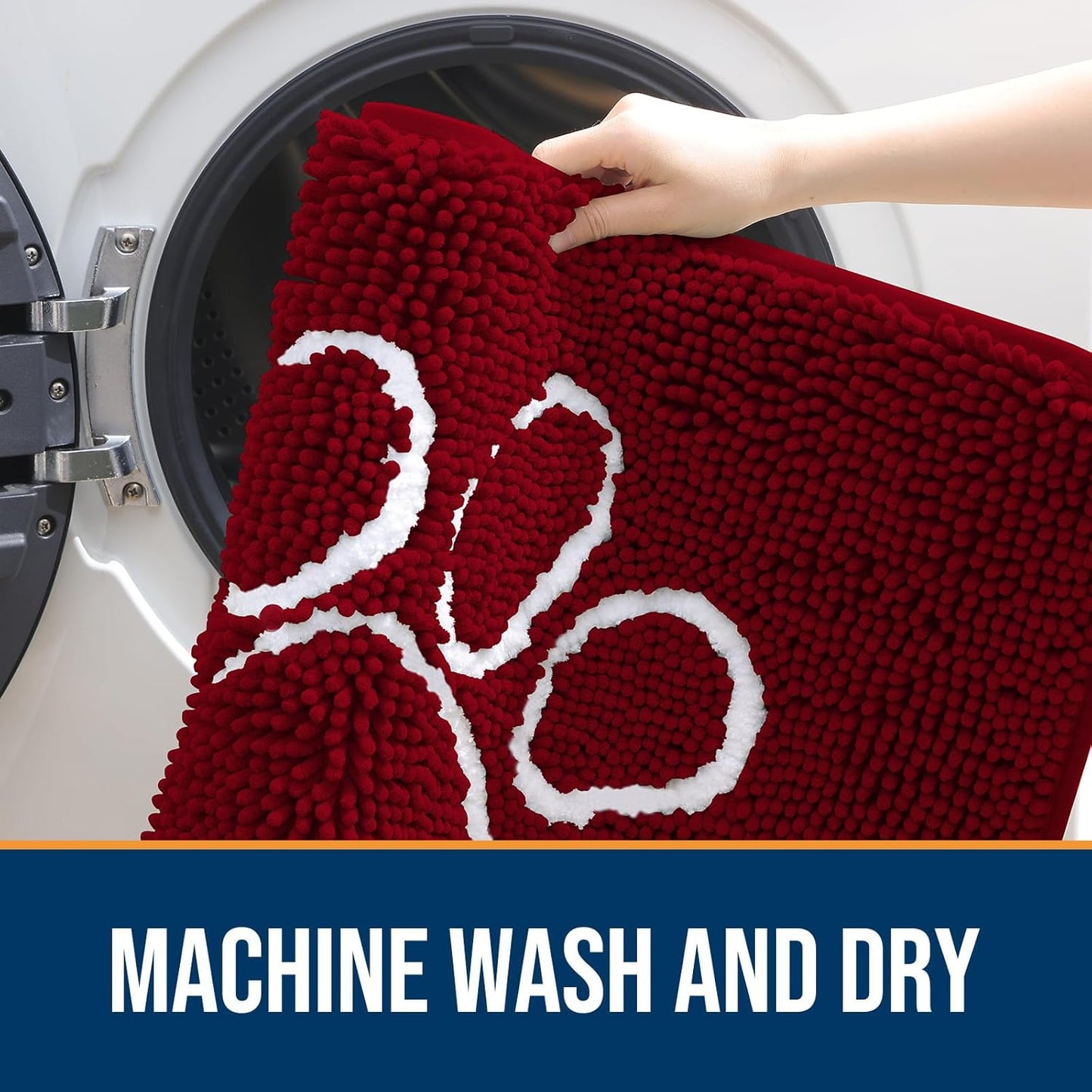 OLANLY Door Mat for Muddy Dog Paws 24x16, Ultra Absorbent Chenille Mud Doormat with Paw Print Design, Non-Slip Washable Doormat for Indoor Entryway, Quick-Dry Pet Bed Mats for Dirty Dogs, Red