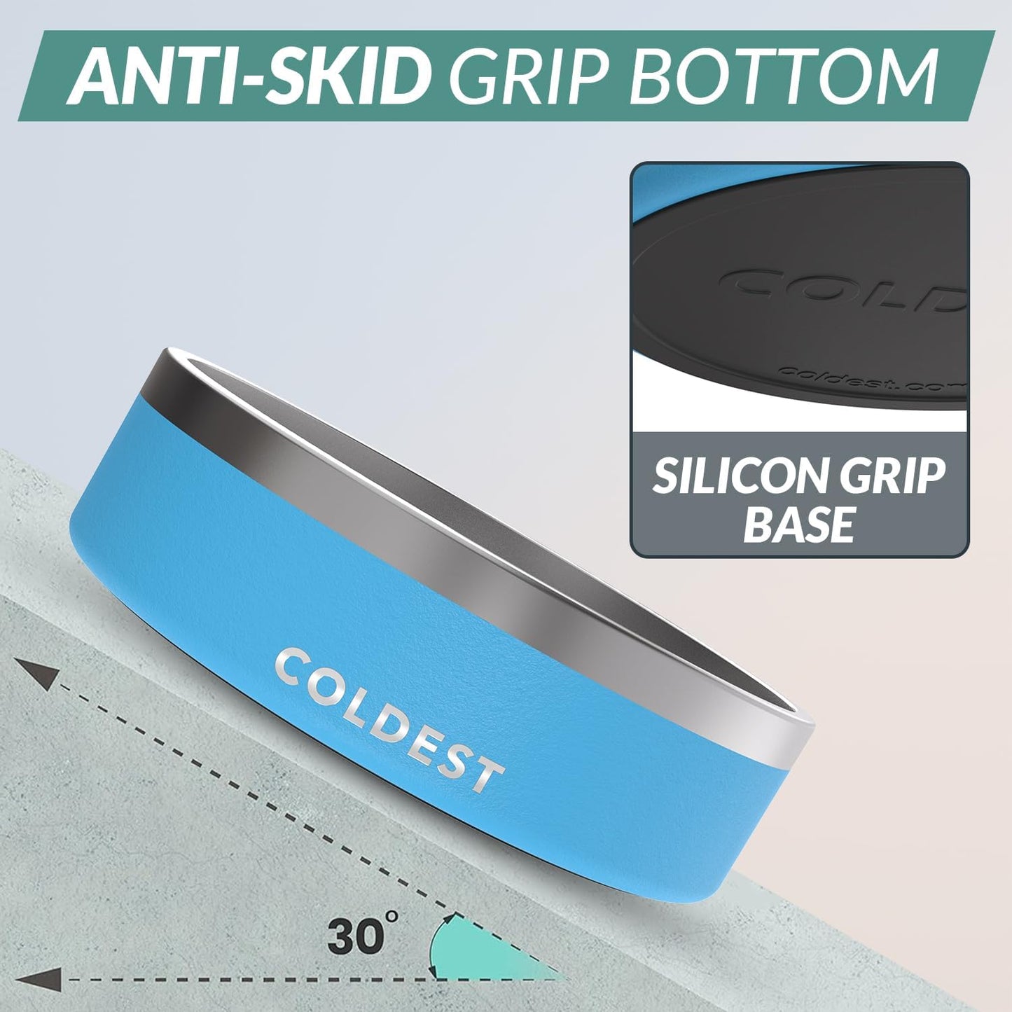 Coldest Dog Bowl - Anti Rust Metal, Non Slip, 3 Layers Insulated Stainless Steel Dog Bowls - Spill Proof & Heavy Duty - Water Bowl for Dogs, Cats & Pets, Dish Washer Safe (42 oz, Celestial Blue)