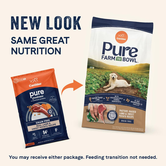 Canidae Pure Farm to Bowl Pasture-Raised Lamb & Sweet Potato, Grain-Free Dry Dog Food, Adult, 22lb
