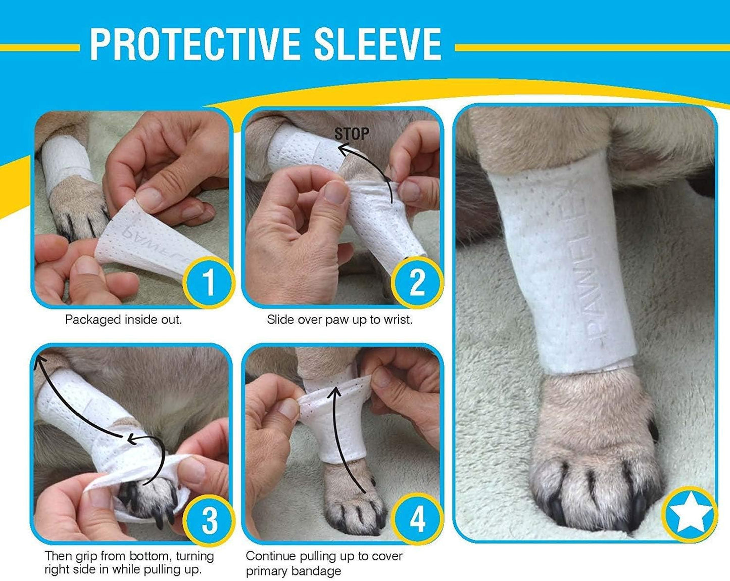 Protective Sleeve Tubular Cover - Bandages - for Dogs Cats and Other Pets First Aid Wound Care Comfortable Non-Adhesive Breathable & Water Resistant 18 Strips (yields 36-54 Covers)-(XX-Small)