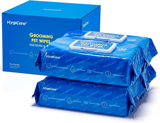 Pet Grooming Wipes for Dogs & Cats, 400 Count, 8"x8" Ultra Thick & Soft, Unscented, Hypoallergenic Formula, Safe on Coat, Paws, Ears, Bum & Sensitive Skin