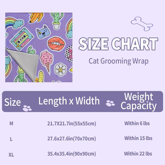 27.6" Cat Grooming Wrap,Self-Adherent Cat Wrap for Cutting Nails,Anti-Escape Cat Swaddle Wrap,Multifunctional Anti-Scratch Cat Restraint Wrap for Medicine,Nail Clipping,Ear Cleaning(Within 15lbs)