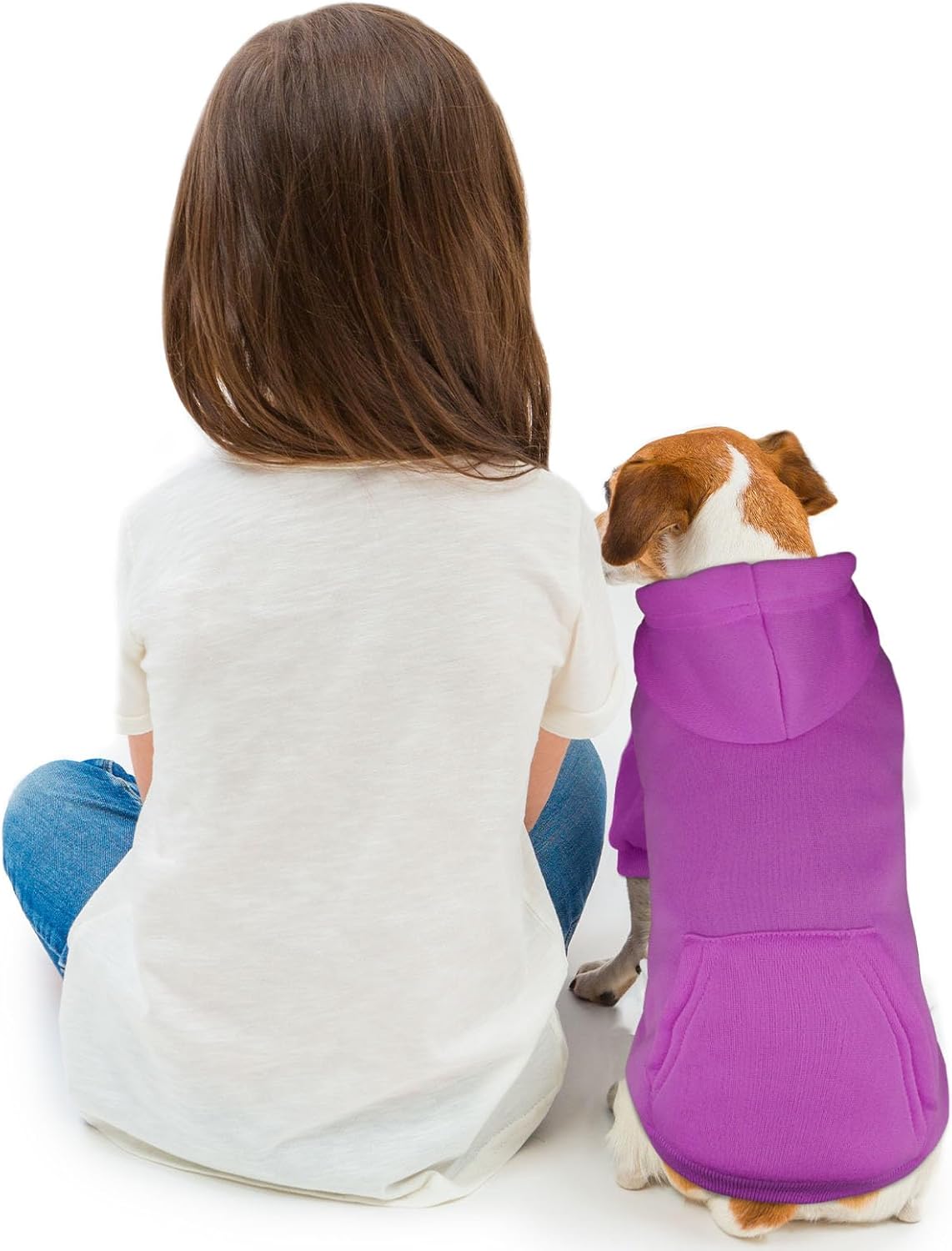 Purple Dog Hoodie Sweatshirt with Pocket - Soft Brushed Fleece Dog Clothes for Small Dogs (XS)