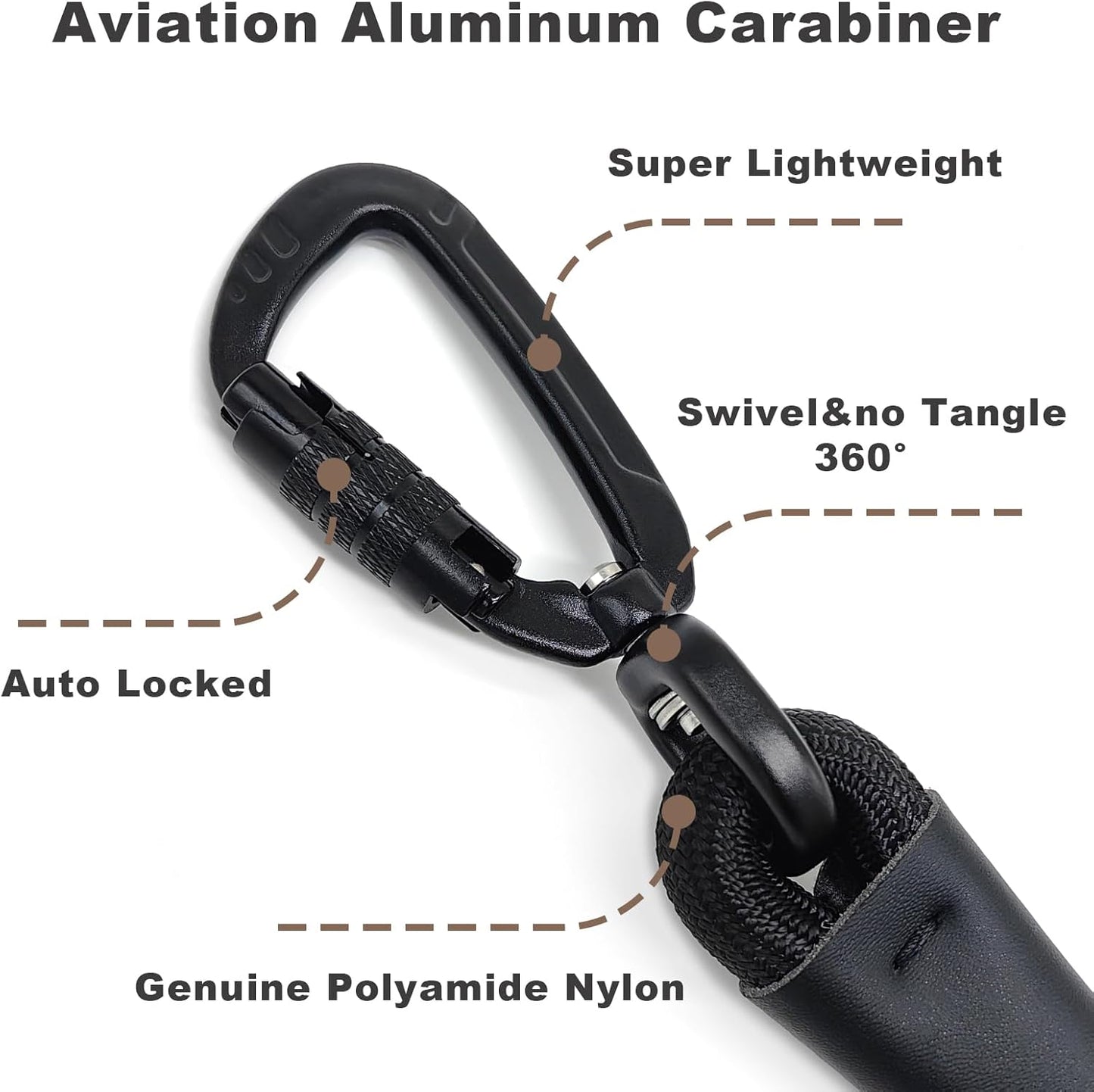 Rope Dog Leash, 6 Foot Heavy Duty Dog Leash with Aviation Aluminum Auto Locking Carabiner, Strong Nylon Pet Lead for Small, Medium, Large Dogs (Blue, 6FT)