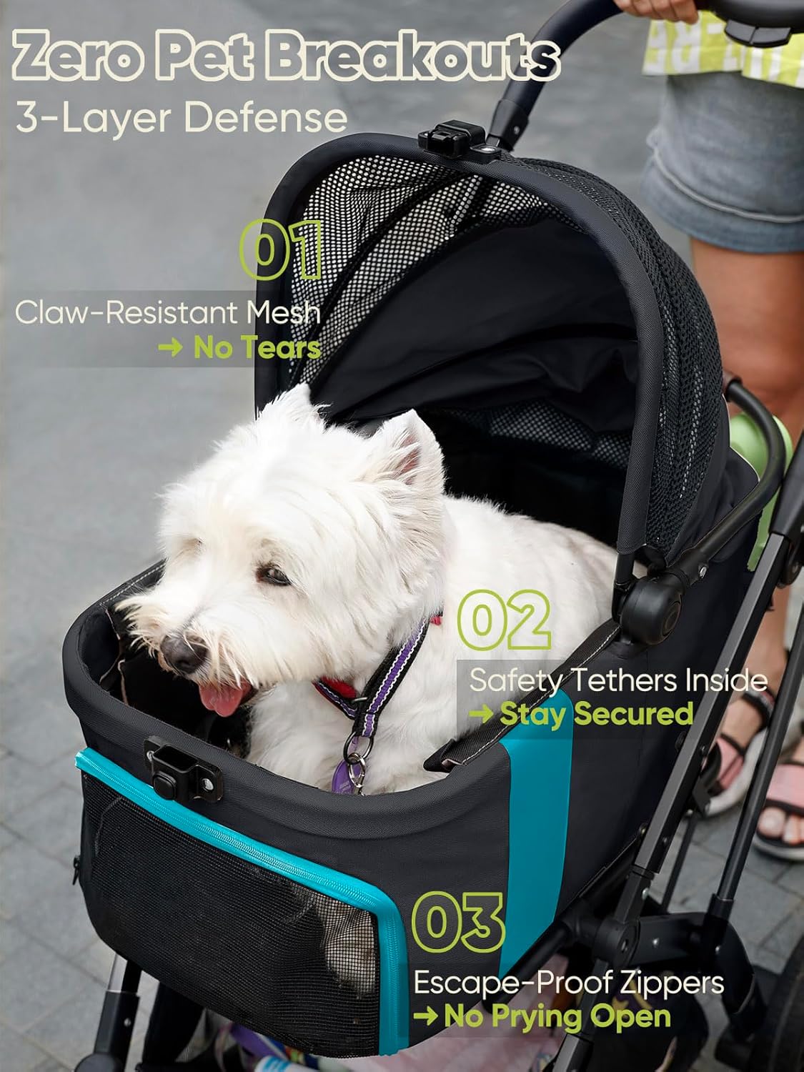Dog Stroller, Cat Strollers, 5-in-1 Pet Stroller with Detachable Waterproof Carrier for Small/Medium Dogs Cats up to 55lbs, All-in-One Fold Without Detaching Carrier for Dogs Cats 10 lbs to 55 lbs