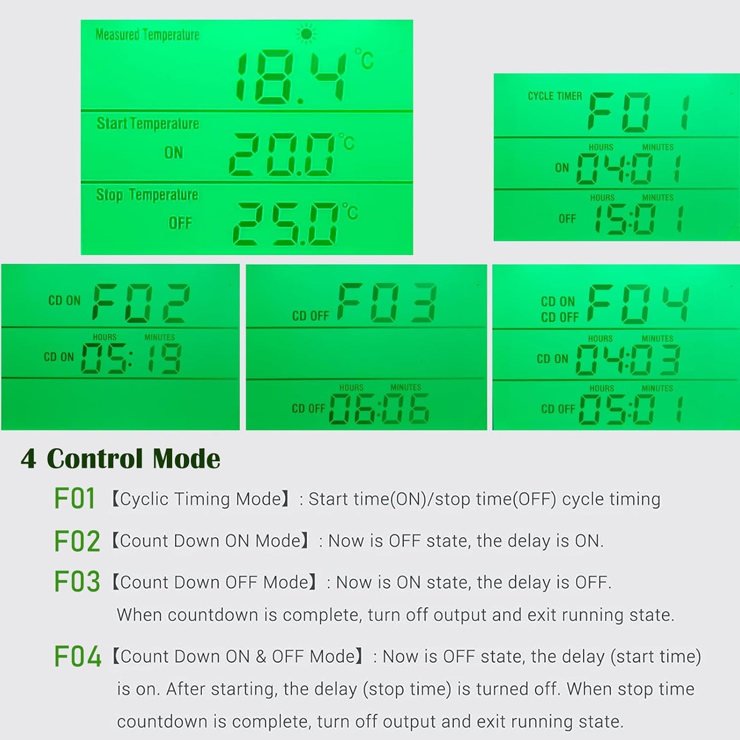 KABASI Digital Temperature Controller, Backlit LCD Screen Thermostat Heating Cooling Outlet Plug with Sensor Timer for Reptile Incubator Greenhouse Brewing Refrigerator 110V, 15A, ℉/℃