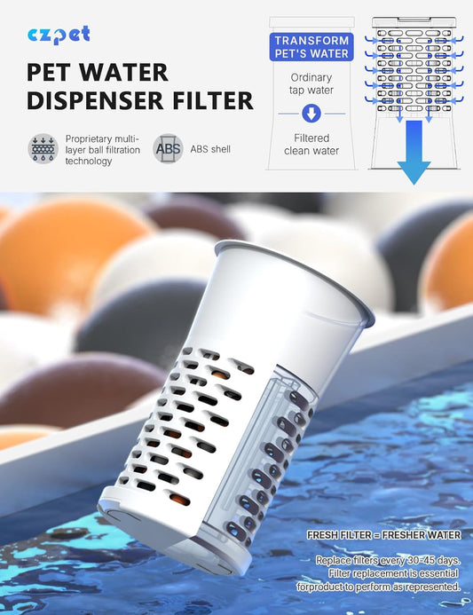 CZPET Automatic 7L FilterDog and Cat Water Dispenser with Stainless Steel Bowl Gravity Waterer,Large Capacity and Drinking Area Noise-Free for Pets