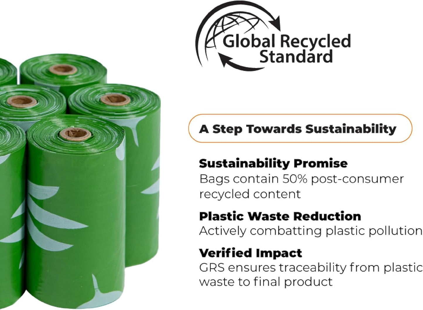 Best Pet Supplies Poop Bags for Dogs, 50% Post-Consumer Recycled Content dog waste bags on rolls, fits all poop bag holders for leashes - 150 Count, Green, Unscented