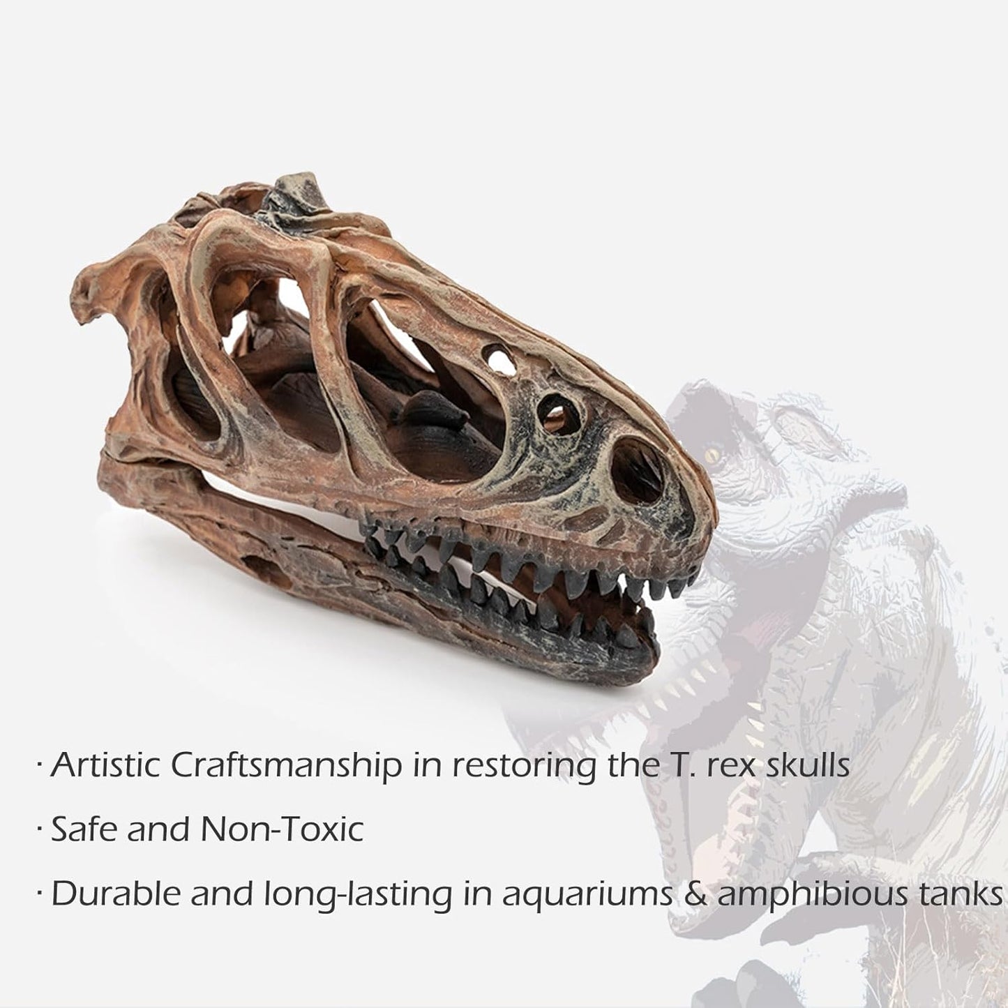 Fish Hideout Aquarium Décor Decorations Dinosaur Skull Fish Tank Decor Cave Dinosaur Skull Betta Animal Halloween Large Tarantula Reptile Bones Snake for Terrarium Ornament