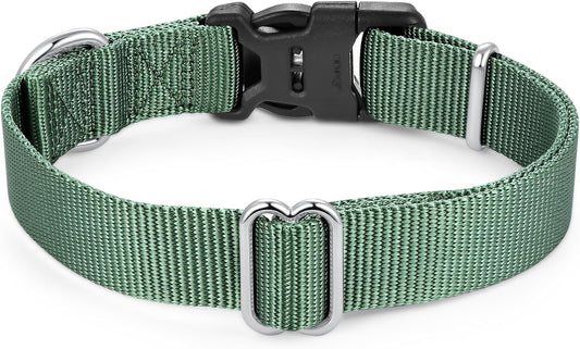 Mikivery Nylon Dog Collar with Quick Release Buckle Soft Adjustable Sturdy for Small Medium Large Dogs Emerald,M