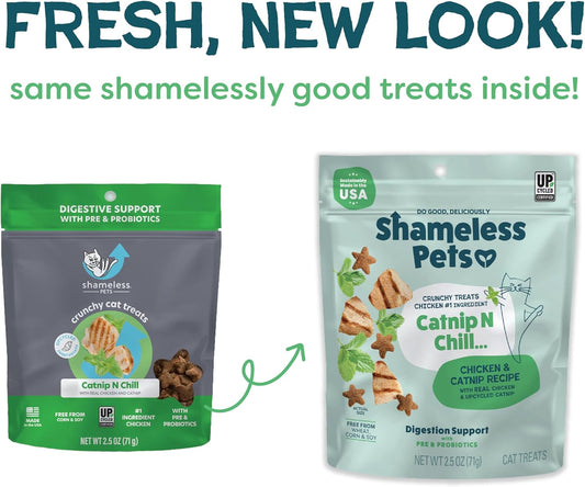 Shameless Pets Digestive Health Catnip Chicken Crunchy Cat Treats