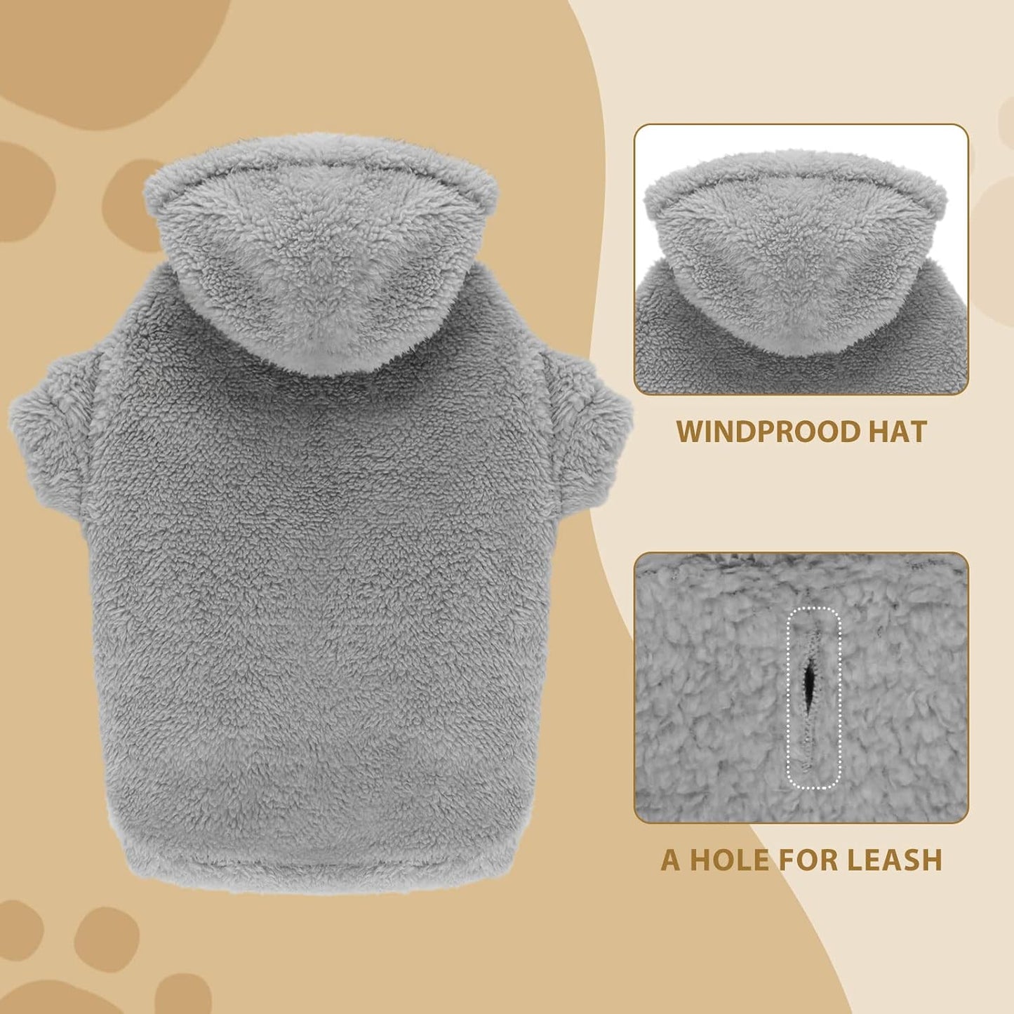 Fuzzy Dog Sweaters for Large Dogs Pet Hoodie Clothes Warm Soft Pet Coats Hooded Sweatshirt Dog Hoodie for Large Dogs(Grey-L)
