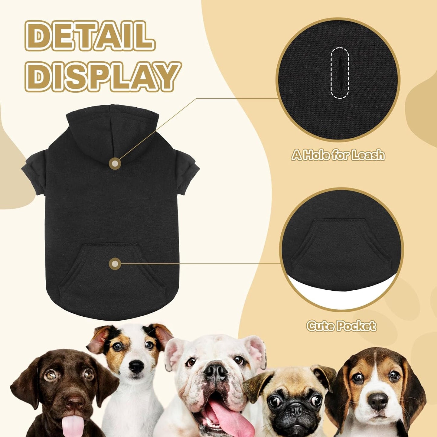 Dog Sweaters for Large Dogs Dog Hoodie Fleece Sweater Soft Clothes Sweatshirt with Pocket Hoodie for Large Dogs(Black&XXL)