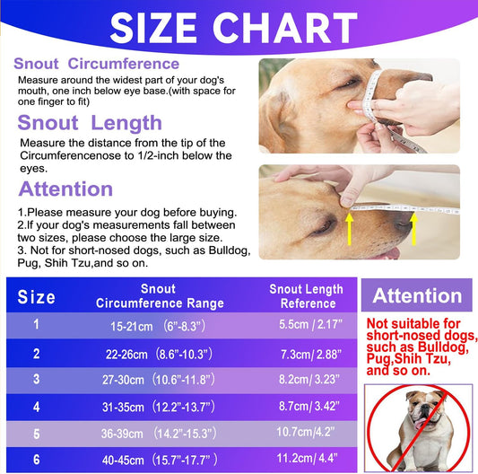 Dog Muzzle, OKKIC Basket Muzzle Anti Biting Chewing, Sturdy Lightweight Muzzle Allows Panting Drinking,Muzzle for Small Medium Large Dogs, Suitable for Grooming Trimming Training (Transparent, Size6)