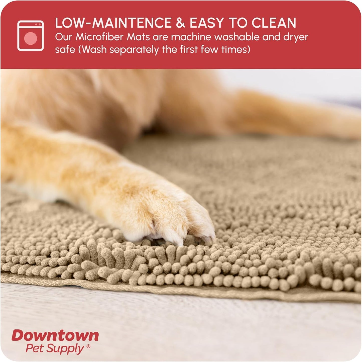 My Doggy Place Microfiber Dog Mat for Muddy Paws, 18" x 24" Oatmeal - Absorbent and Quick-Drying Dog Paw Cleaning Mat, Washer and Dryer Safe - Non-Slip Rubber Backed Dog Floor Mat, Small