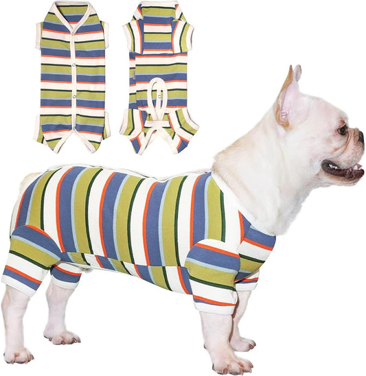 TONY HOBY Dog Pajamas, Dog Jumpsuit, Colorful Dogs Shirt, Dogs Surgery Recovery Suit for Small Medium Breeds (Blue&White, Boy, XL)