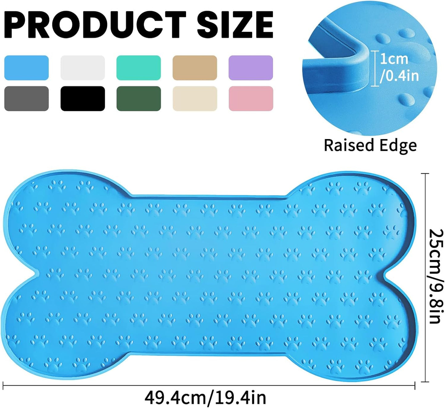Dog Food Mat Anti-Slip Silicone Dog Bowl Mat Thicker Pet Placemat Waterproof Cat Feeder Pad with Raised Edge Puppy Kitten Feeding Mats Suitable Small Medium-Sized Dogs Cats Eating Tray