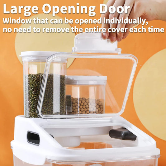 Fhiny 11LB Dog Food Storage Container, Airtight Pet Treat Bin Translucent Dry Food Grain Storage Barrels Sealed Bucket Moisture-Proof Plastic Cat Puppy Food Bin with Seal Locking Lid Keep Fresh