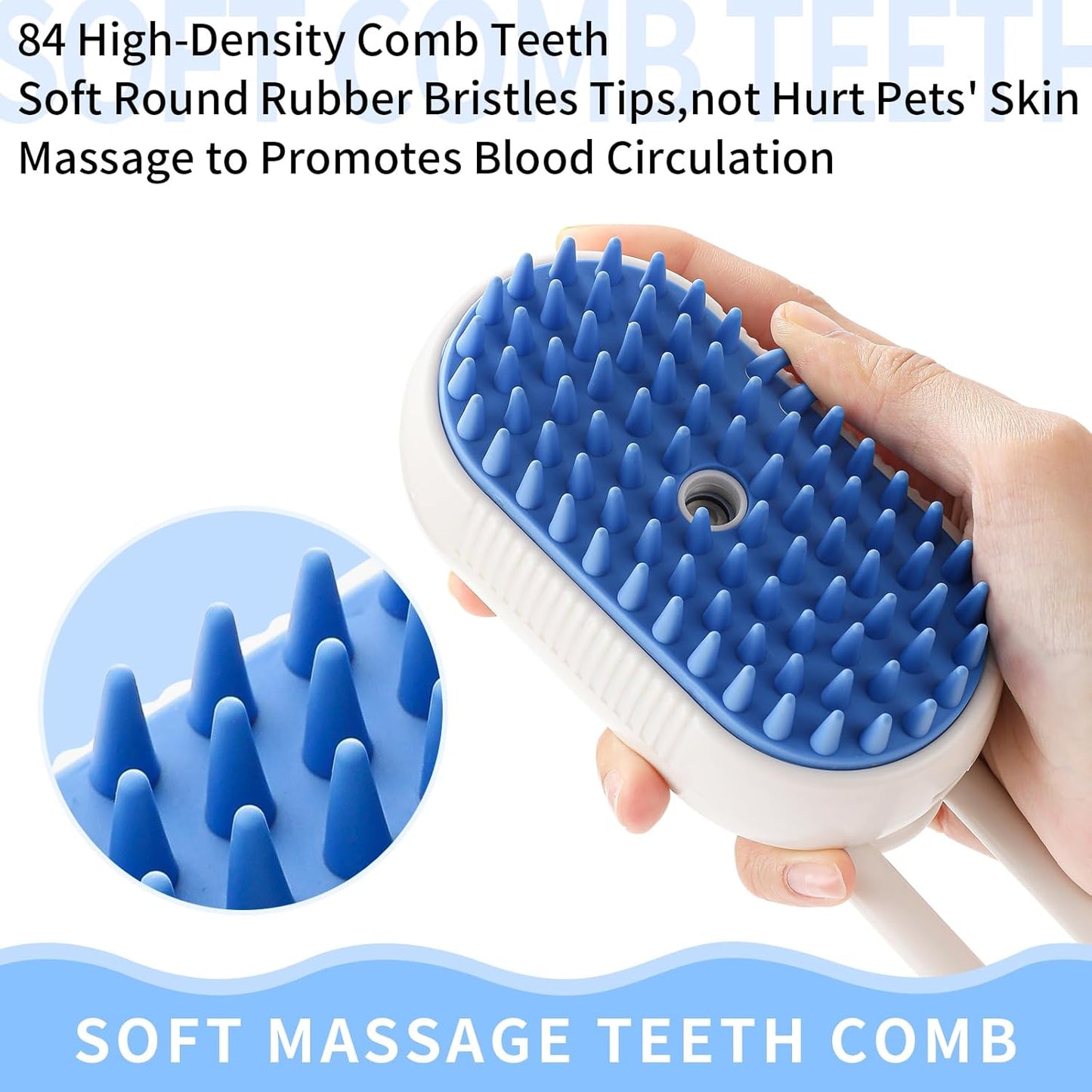 Cat Steam Brush for Shedding,4 in 1 Grooming Brush for Cats and Dogs,Deshedding,Massage,Cleaning & Anti-Static All In One,Suitable for Long & Short Haired Pets,Includes Waterless Shampoo,Blue