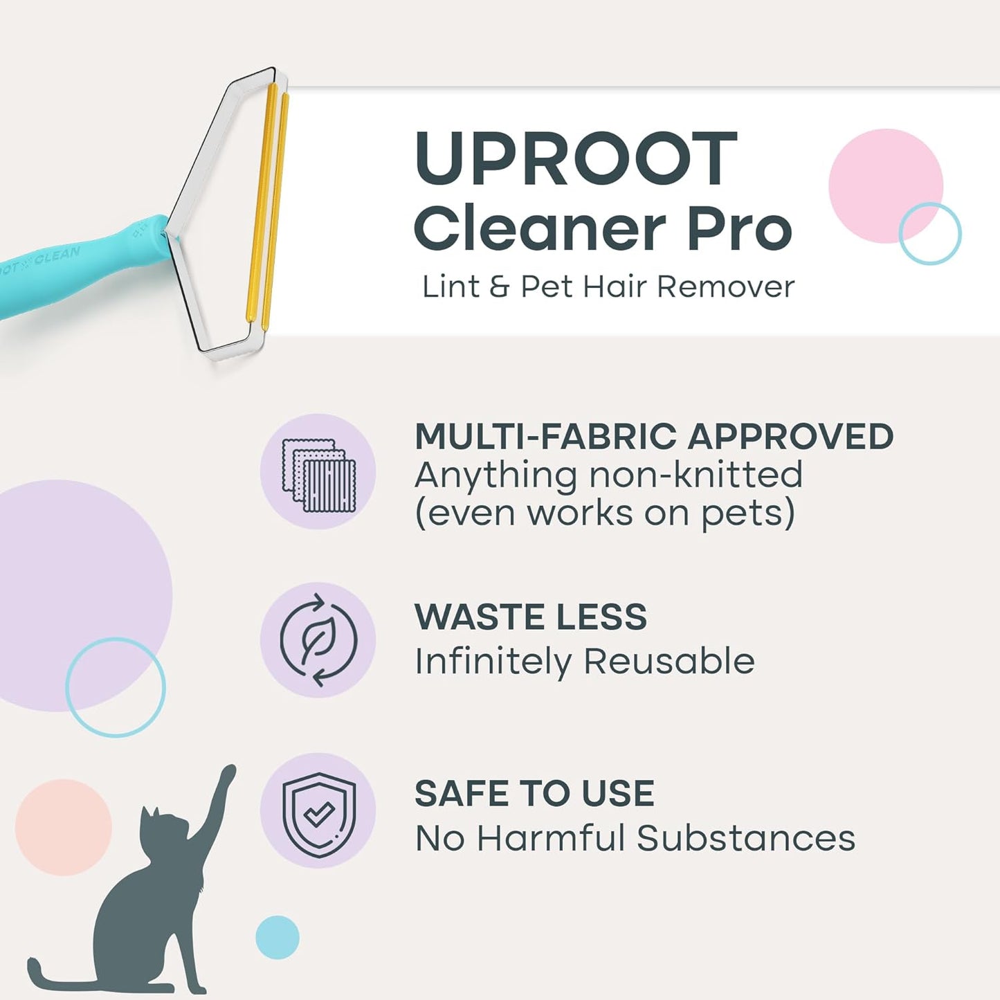 Uproot Cleaner Pro Pet Hair Removal Tool - Special Dog Hair Remover Multi Fabric Edge and Carpet Rake by Uproot Clean - Cat Fur Remover for Couch, Pet Towers, Rugs, Cat Mats and Trunks & Much More