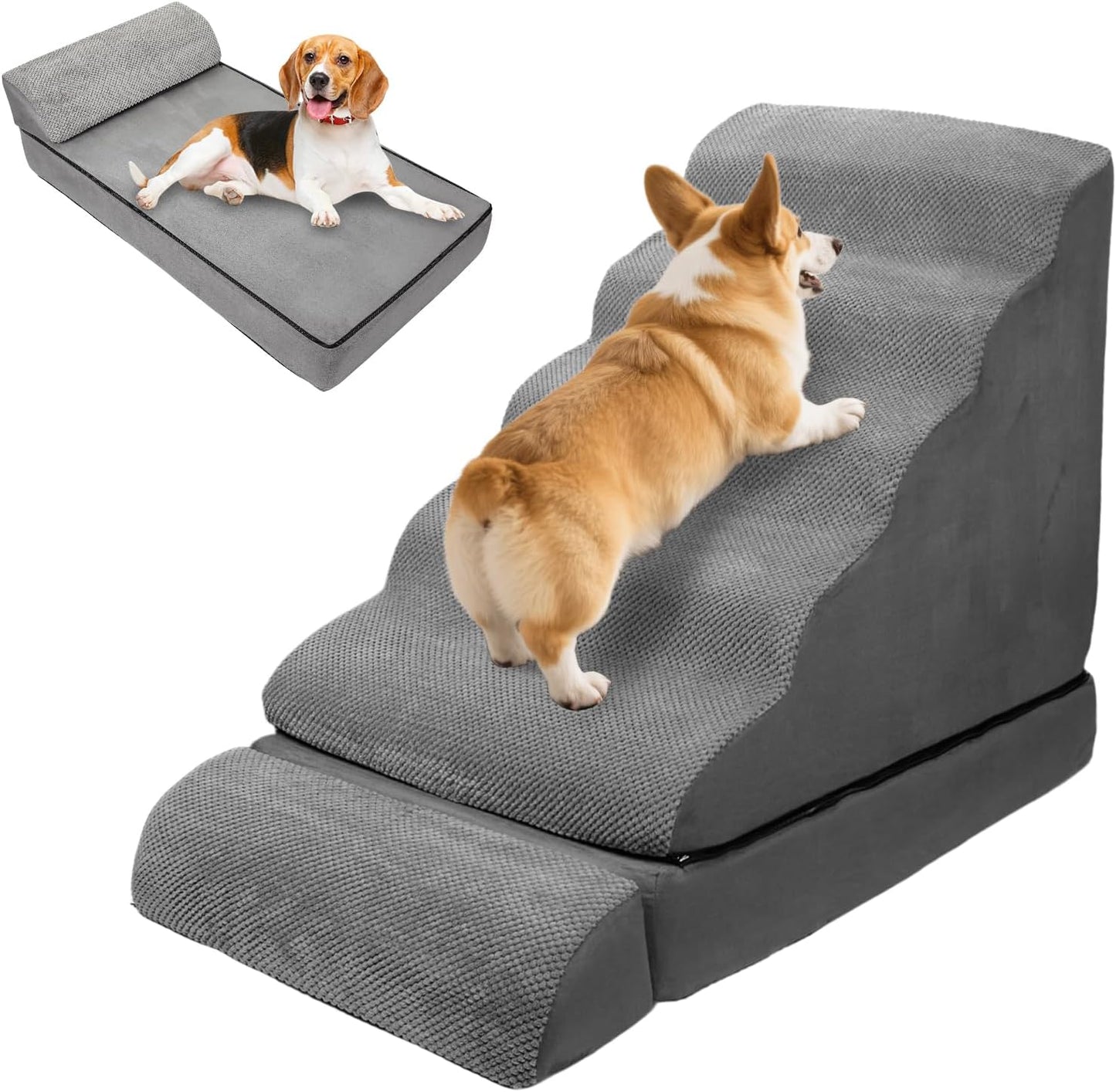 Dog Stairs & Steps for High Beds 30 Inches Tall, LitaiL 6 Steps Pet Stairs/Steps for Beds 24-30inch High for Small Large Dogs, Non-Slip Dog Ramps/Ladder for Old Dogs/Cats