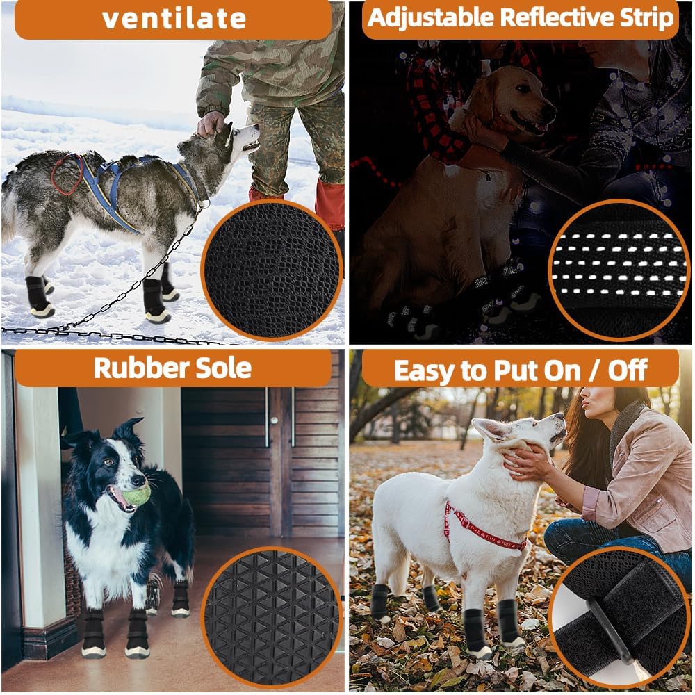 Dog Shoes for Hot Pavement Anti-Slip Dog Boots & Paw Protectors Breathable & Waterproof Dog Shoes for Small to Large Dogs with Reflective Straps Pet Dog Boots for Hiking Summer Outdoor