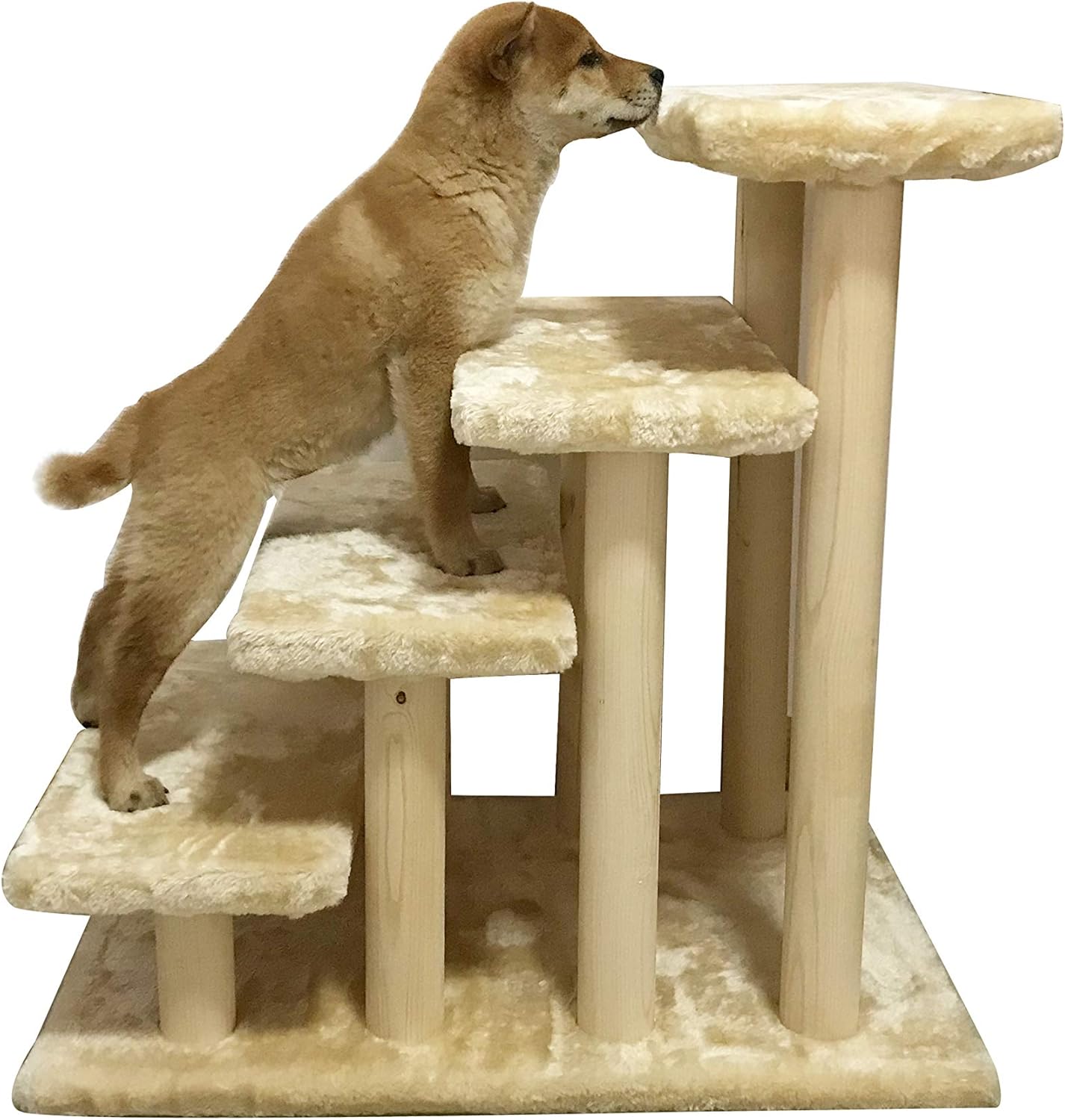 Cowboy Wooden pet Stairs 4-Step pet Ladder cat Dog Easy Stairs with Detachable Carpet for high Bed and Couch (Gray)