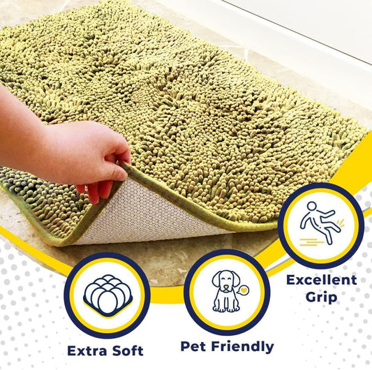 Muddy Mat® Shown on TV – Super Absorbent Door Mat Indoor, Microfiber Quick Dry Chenille Entryway Rug, Non-Slip Front Door Mat, Indoor Mats for Entryway, Machine Washable Pet Rug, Yellow 24"x36"