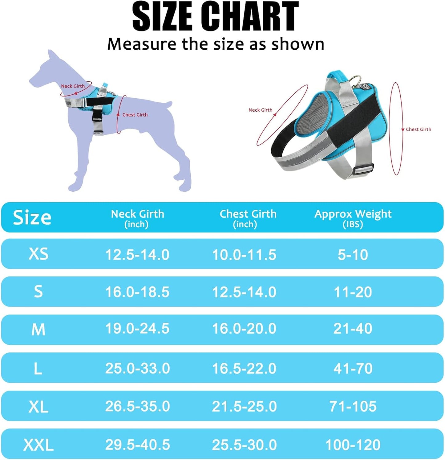 Bolux Dog Harness, No-Pull Reflective Dog Vest, Breathable Adjustable Pet Harness with Handle for Outdoor Walking - No More Pulling, Tugging or Choking (OceanicBlue, X-Large (Pack of 1))