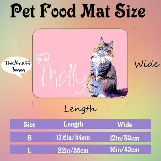 Personalized Dog Cat Feeding Mat Custom Pet Food Mat Waterproof Non-Slip Customized Puppy Name Photo Placemat Dish Rug Floor Protector Gifts for Pets Lover Pattern 7