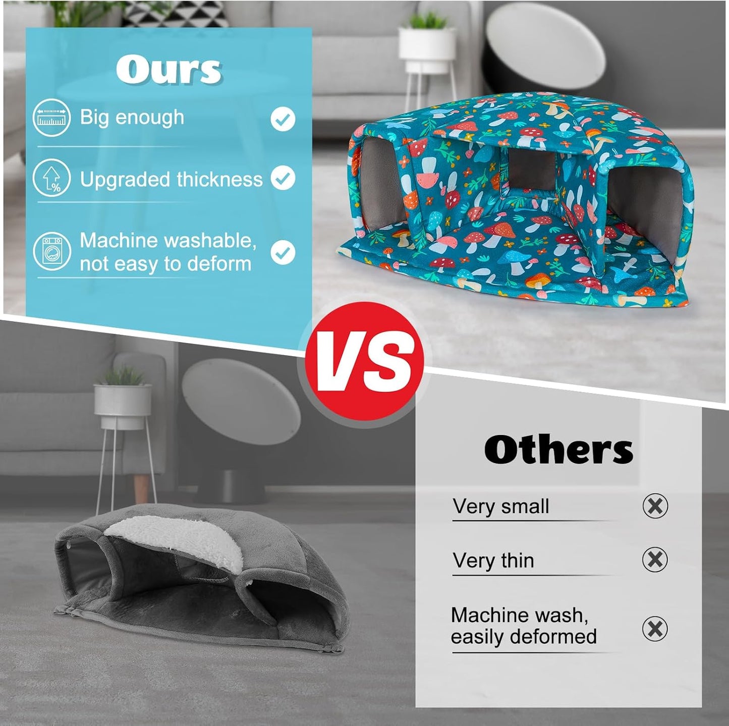 Unicorn Catcher Guinea Pig Hideout - Large Cozy Bed, Warm House, Washable Tunnel Accessories for Small Pets: Hamster, Chinchilla, Bunny