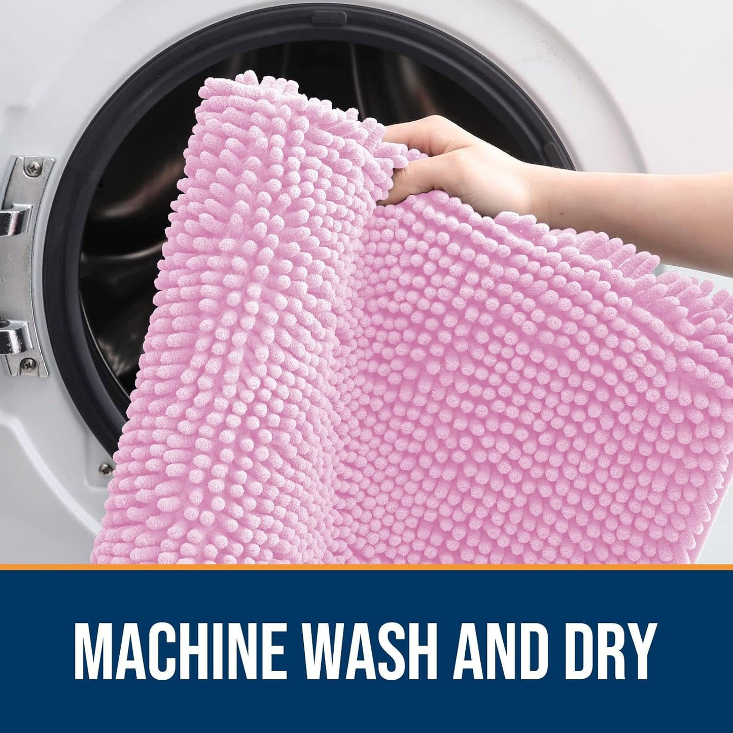 OLANLY Dog Door Mat for Muddy Paws 70x46, Absorbs Moisture and Dirt, Absorbent Non-Slip Washable Doormat, Quick Dry Chenille Mud Mat for Dogs, Entry Indoor Entryway Carpet for Inside Floor, Pink