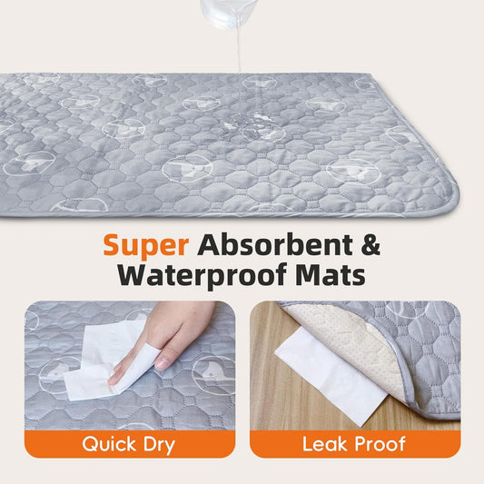 PJYuCien Washable Pee Pads for Dogs 6 Pack, 36" x 36" Reusable Pee Pads for Dogs, Leak-Proof Pet Training Pads, Puppy Pads for Non-Slip, Designed for Dog Pen, Whelping Pad, Potty Training (Grey)