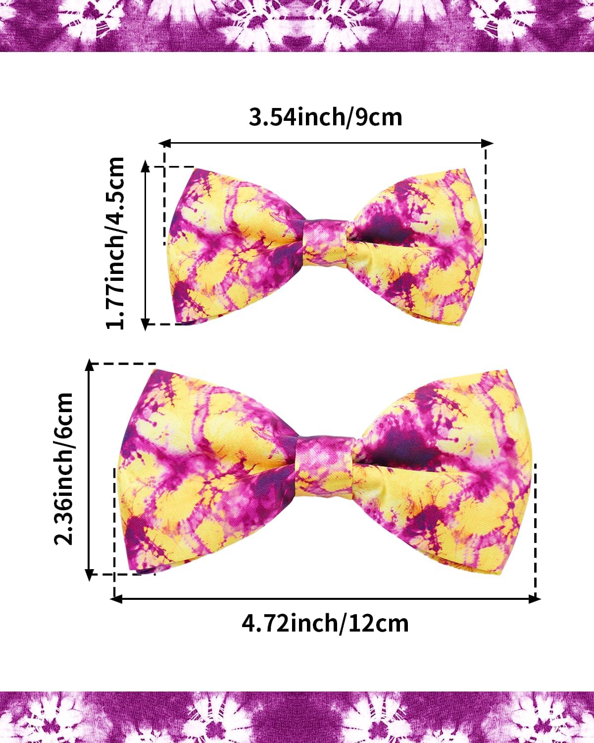 PET SHOW 10 Pack Tie Dye Small Dog Bow Ties Sliding Collar Attachments Puppy Cats Floral Bowties for Medium Dogs Gradient Colors Bowknots Party Holiday Pet Grooming Accessories(Small)
