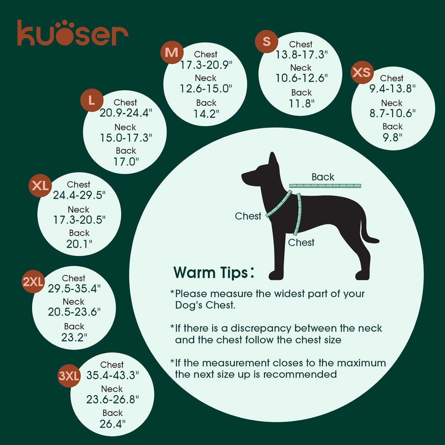 Kuoser Warm Dog Coat, Waterproof Dog Jacket for Extra Large Dogs, Adjustable Durable XXXL Doggie Winter Coat Reversible Puppy Cold Weather Apparel for Large Breed, New Brown 3XL