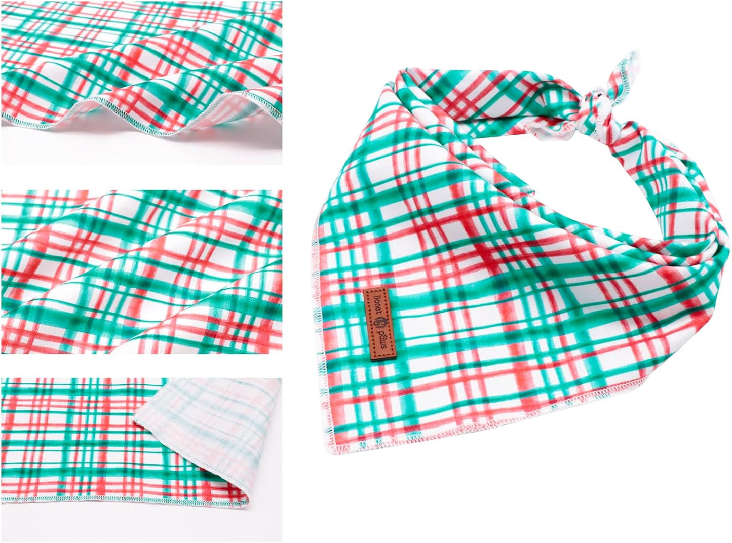 Lionet Paws Christmas Dog Bandana,Fabric Dogs Kerchief for Medium Large Dogs,Dog Cotton Triangle Bibs Scarf for Girl Boy