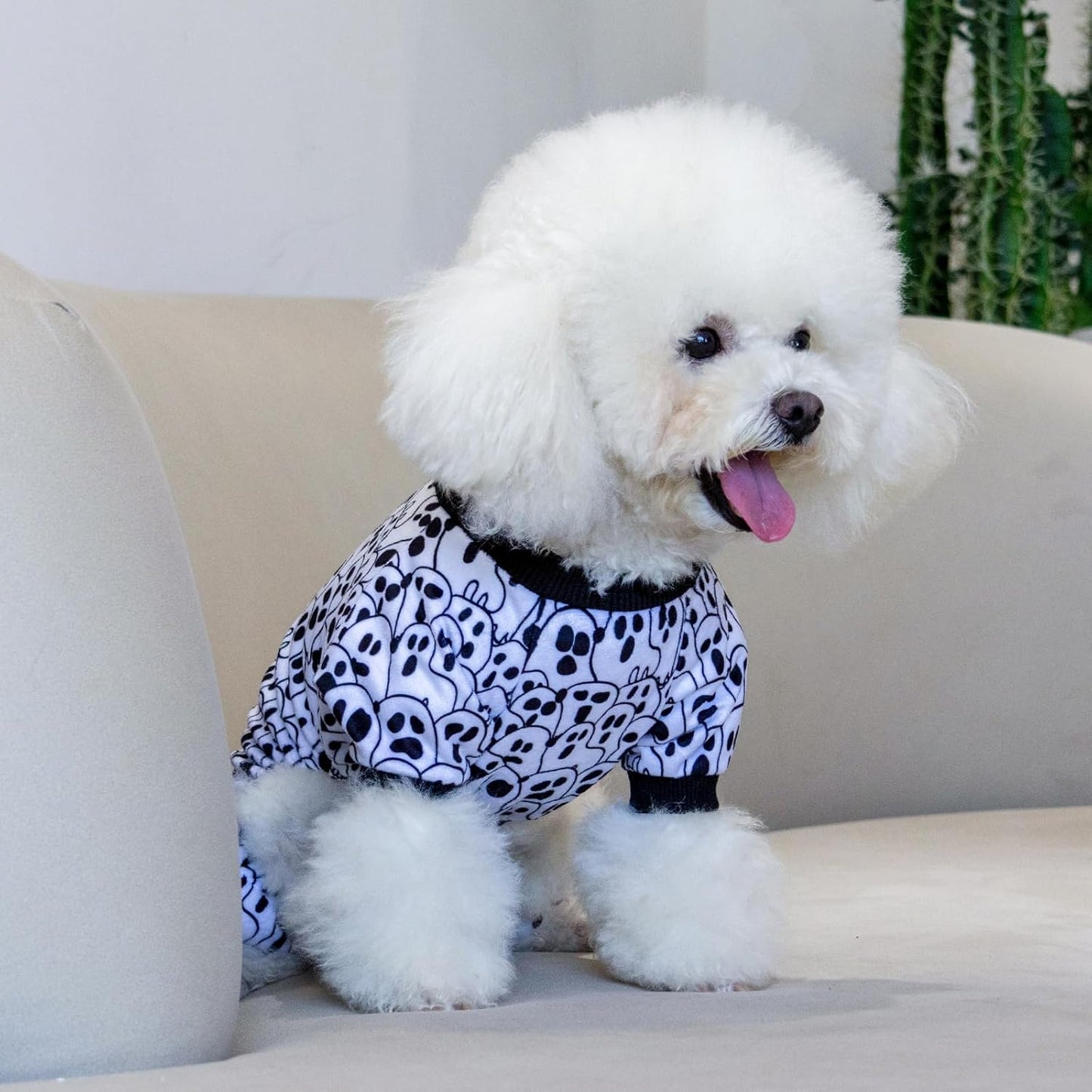 CuteBone Small Dogs Outfit Soft Puppy Onesies Pjs Halloween Dog Pajamas Pet Coat Cat Apparel Comfy Doggie Jumpsuit Bodysuit for All Seasons P300S